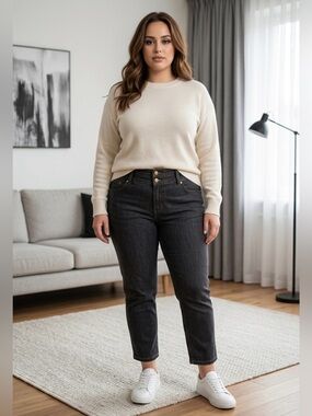 Ashley Stewart Women High Waist Straight Leg Jeans Size 16 Cotton Blend $54 NWT